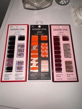 Dashing Diva Gloss Gel Nail Strips - Orange, Pink & Purple Variety Pack